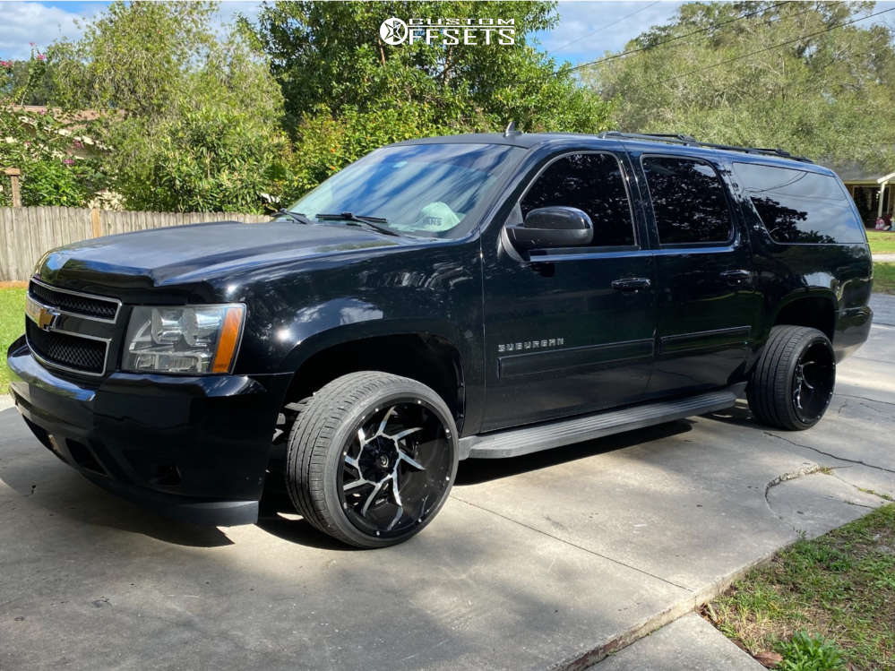 2014 Chevrolet Suburban 1500 with 20x12 -51 Vision Prowler and 295/30R20  Delinte Dh2 and Stock | Custom Offsets