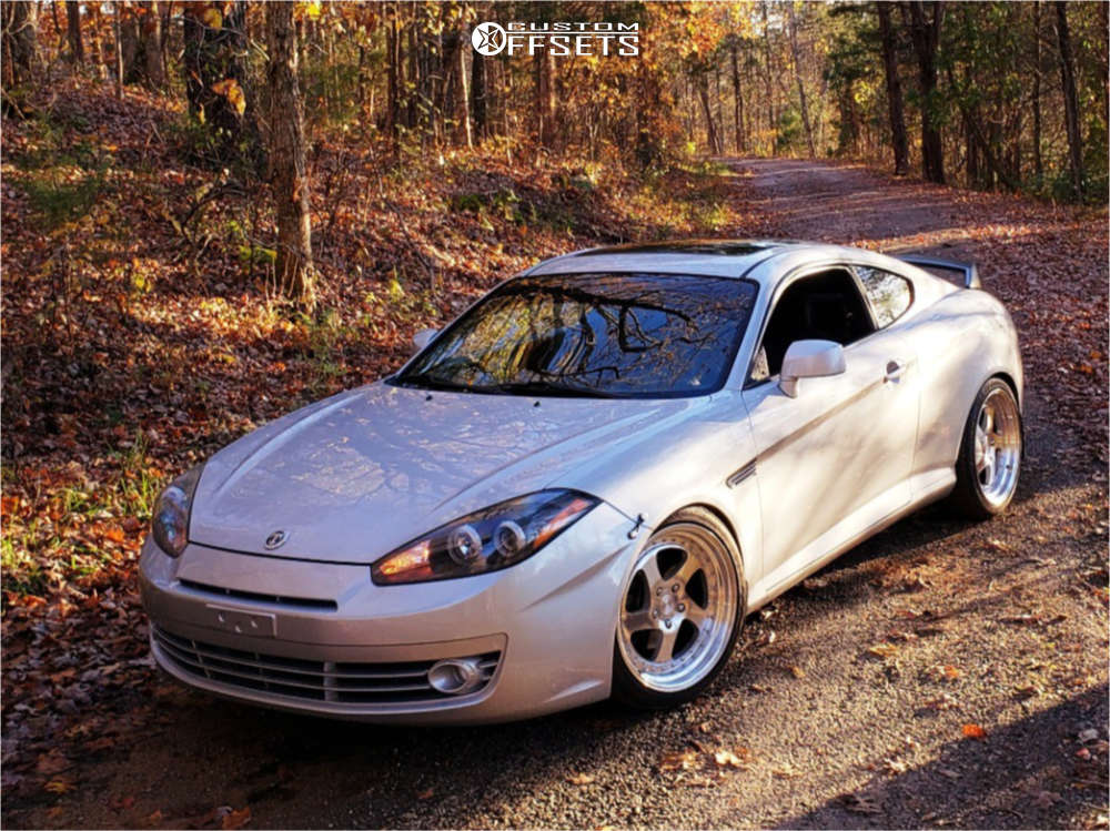 2008 Hyundai Tiburon with 18x8.5 30 ESR Sr02 and 225/40R18 Continental  Contisportcontact and Coilovers | Custom Offsets