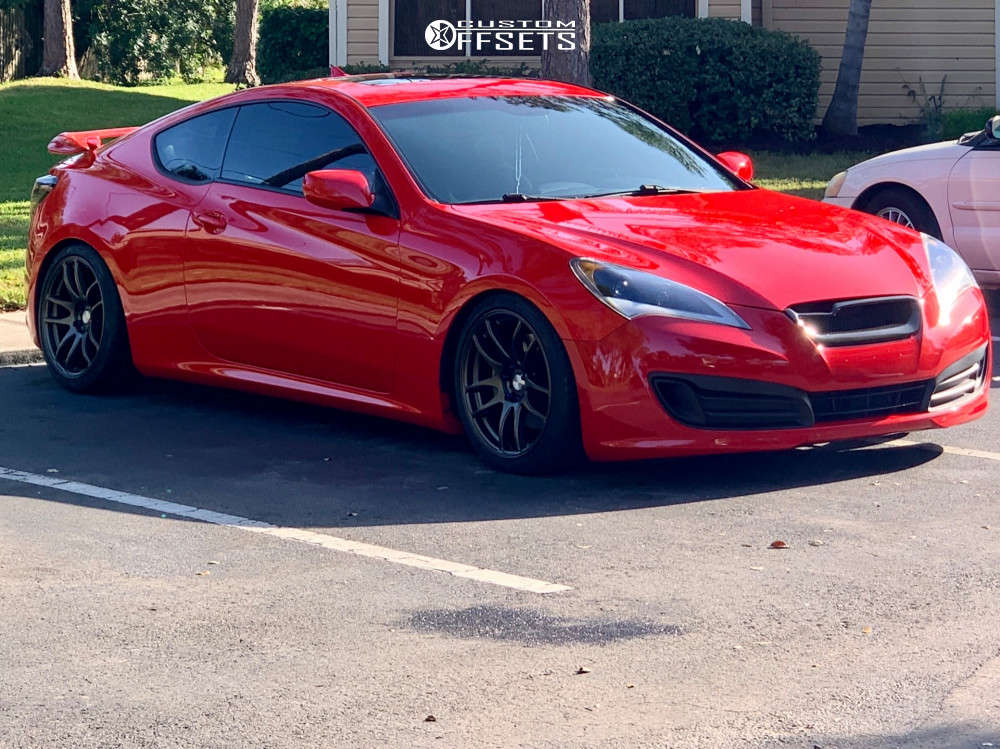 2012 Hyundai Genesis Coupe with 18x8.5 30 ESR Sr08 and 225/45R18 Michelin  Pilot Sport 4 S and Coilovers | Custom Offsets
