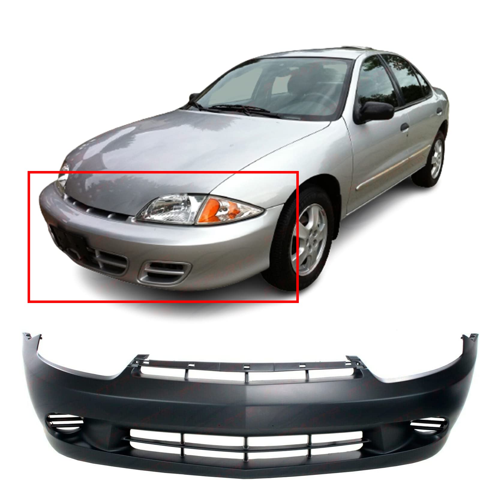 Amazon.com: Front Plastic Bumper Cover Fascia for 2003-2005 Chevy Chevrolet  Cavalier Base LS Sedan Coupe 03-05. New, Primed and Ready for Paint.  GM1000662 12335575 2004 : Automotive