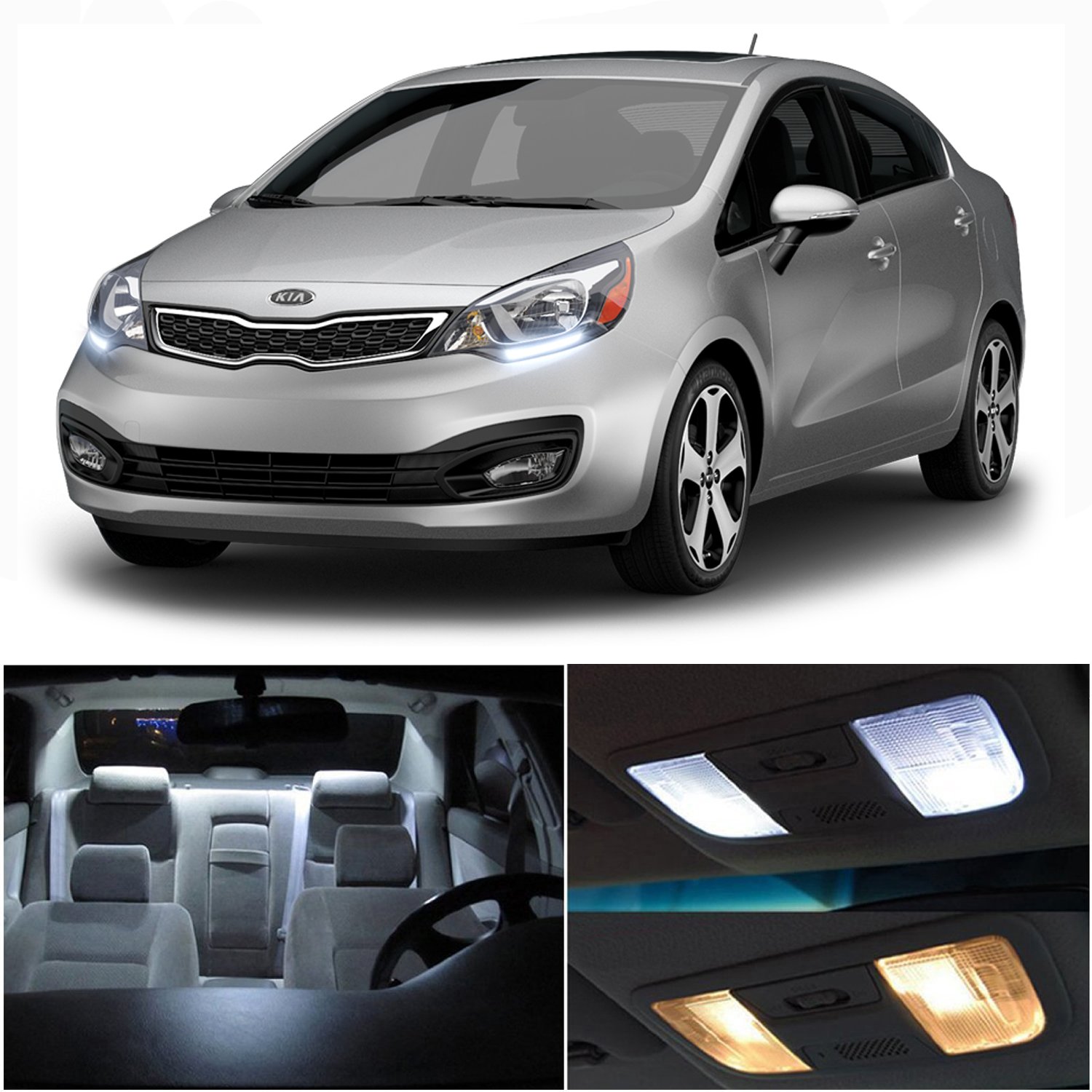 Amazon.com: LEDpartsNow Interior LED Lights Replacement for 2015 KIA RIO  SEDAN Accessories Package Kit (8 Bulbs), WHITE : Automotive