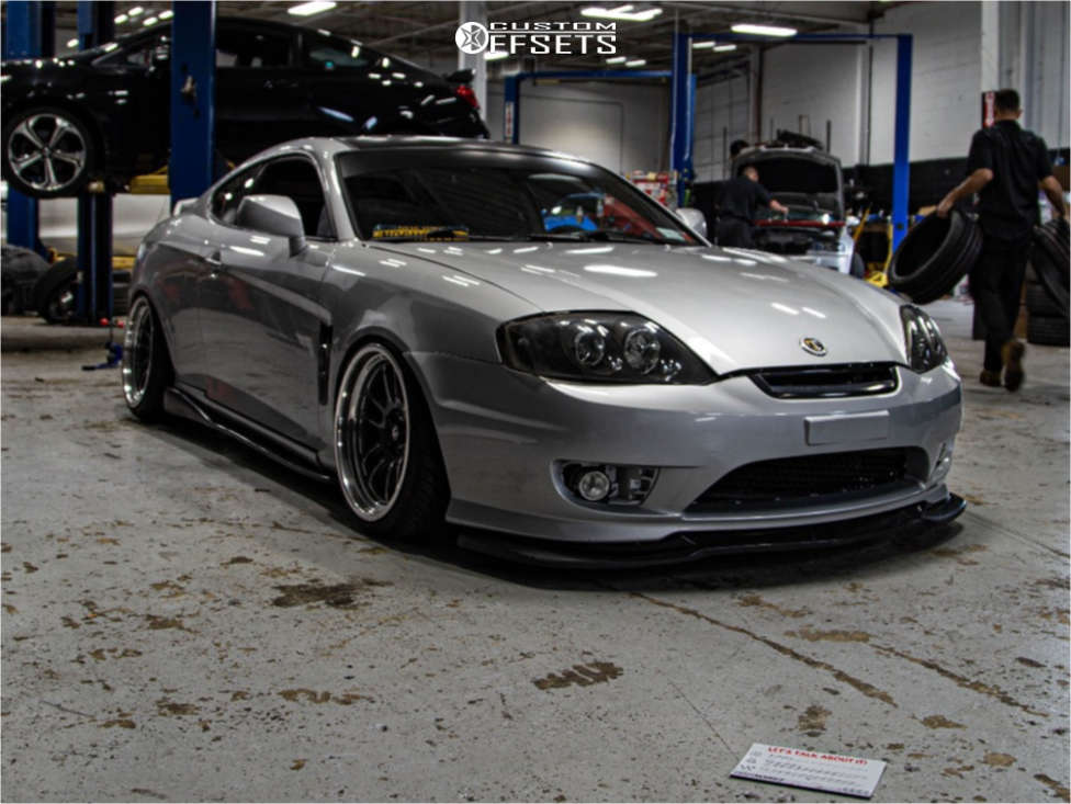 2004 Hyundai Tiburon with 18x9.5 10 Cosmis Racing XT-206R and 225/35R18  Achilles A/t Sport and Coilovers | Custom Offsets