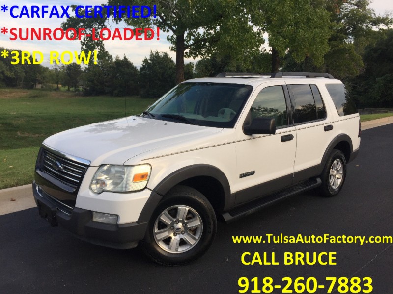 2006 FORD EXPLORER XLT SUV 4X4 WHITE *CARFAX CERTIFIED* *3RD ROW SEATING*  *LEATHER LOADED* Auto Factory, LLC | Dealership in Broken Arrow