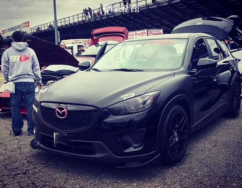2014 Mazda CX-5 with 19x8.5 35 Curva C7 and 235/45R19 Lexani and Stock |  Custom Offsets