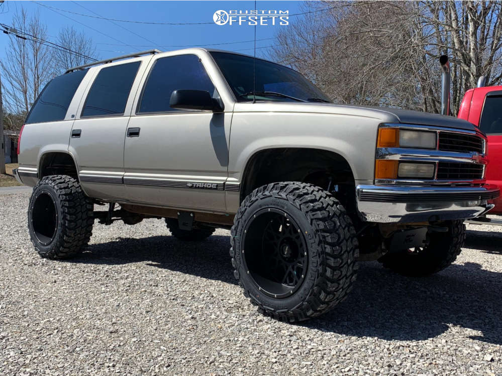 1998 Chevrolet Tahoe with 20x12 -51 Vision Rocker and 35/12.5R20 Gladiator  XComp MT and Suspension Lift 6" | Custom Offsets