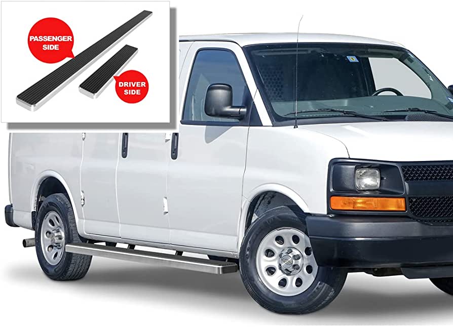 Amazon.com: APS iBoard Running Boards 5 inches Silver Compatible with Chevy  Express GMC Savana 1500 2500 3500 2003-2023 Full Size Van 3-Door (Nerf Bars  Side Steps Side Bars) : Automotive