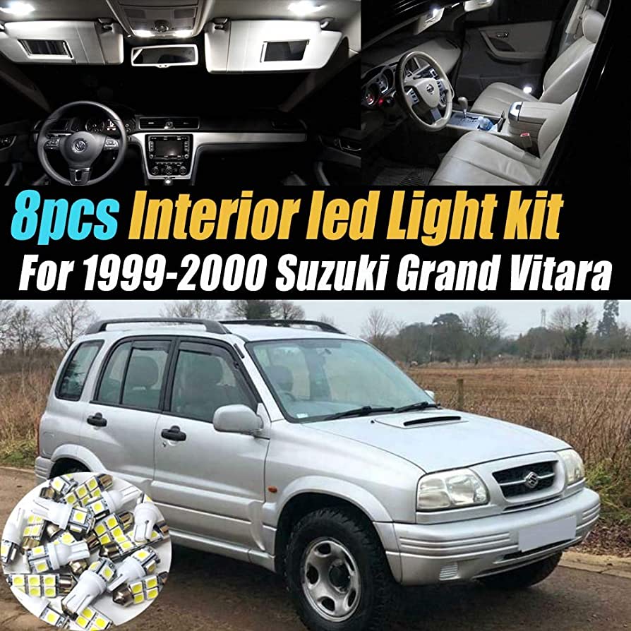 Amazon.com: 8Pc Super White 6000k Car Interior LED Light Bulb Kit Pack  Compatible for 1999-2000 Suzuki Grand Vitara : Automotive