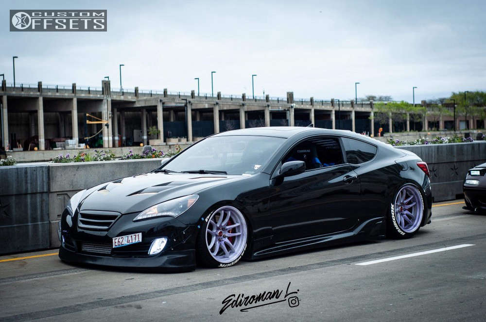 2010 Hyundai Genesis Coupe with 19x9.5 15 Work Emotion Cr 2p and 225/35R19  Hankook V12 and Air Suspension | Custom Offsets