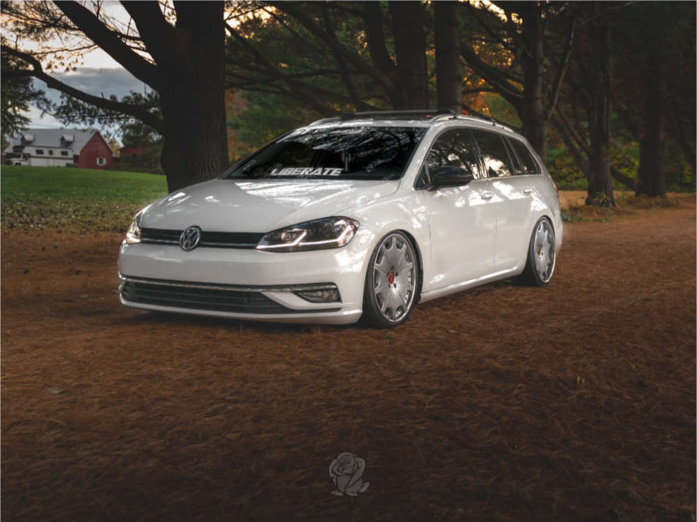 2019 Volkswagen Golf SportWagen with 19x8 35 Trafficstar Dtx and 215/35R19  Maxtrek Ingens A1 and Coilovers | Custom Offsets