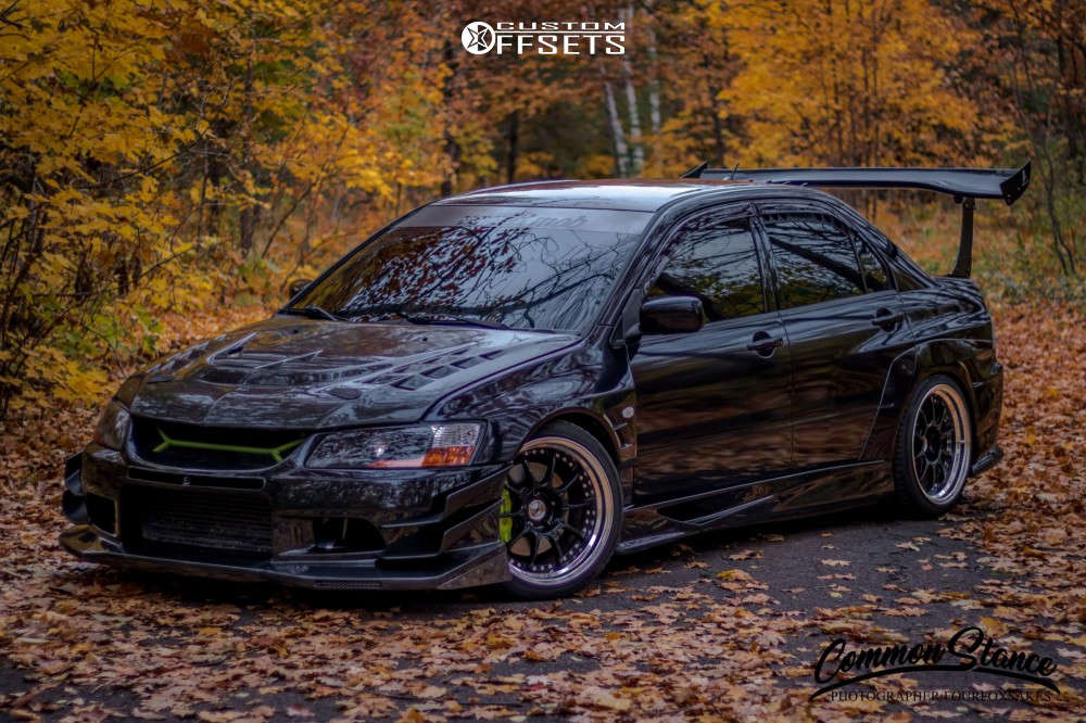 2006 Mitsubishi Lancer with 18x10.5 25 SSR Sp5 and 265/35R18 Hankook Ventus  Rs4 and Coilovers | Custom Offsets